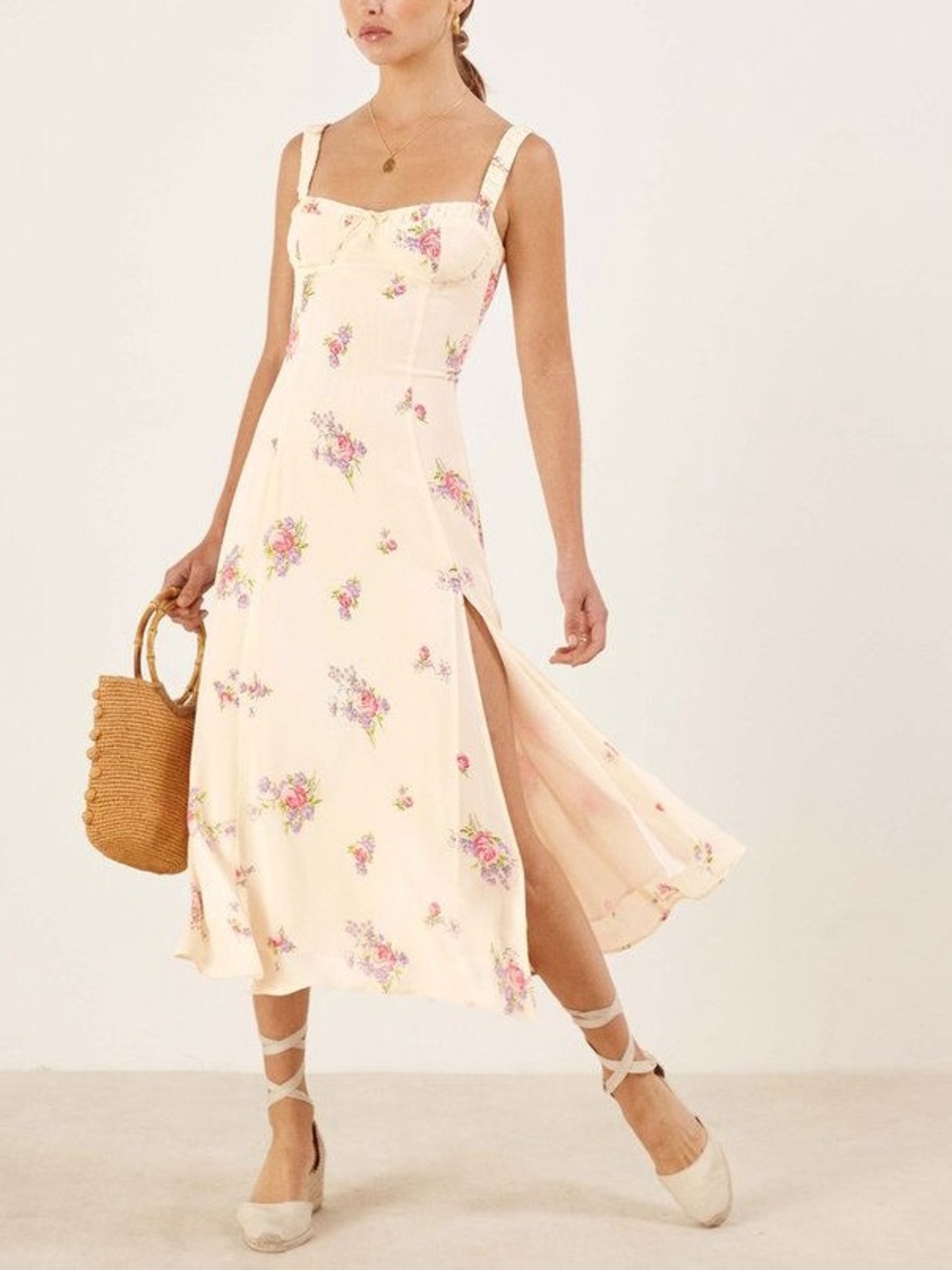 Reformation Peridot Floral Slit Dress - Size 10